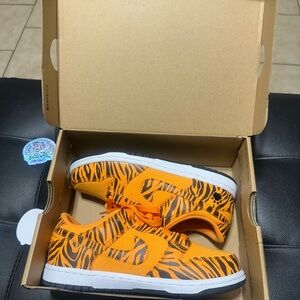 Kids Orange Tiger Print Nike Dunk
